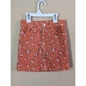 Art Class Corduroy Skirt Size S 6/6X Girls Pink Floral Apricot Orange Mini